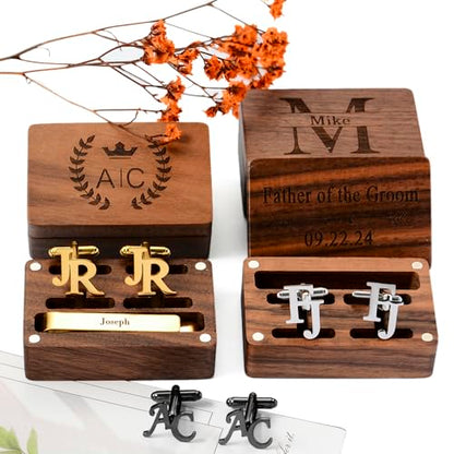 Meice Custom Monogram Cufflinks for Men,Personalized Initial Name Stainless Steel Cuff links Wedding Gift