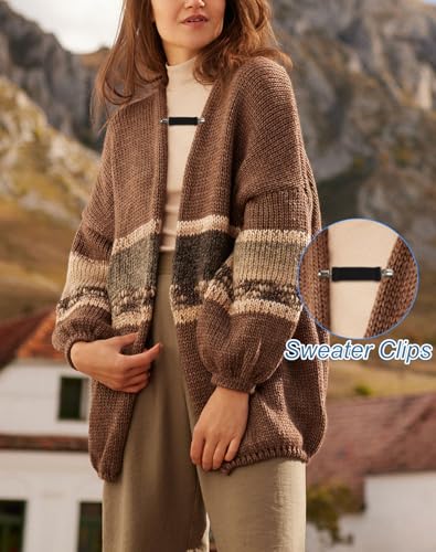 8 Pcs Cinch Clips Set Retro Sweater Clip for Cardigans/Dress Clips Back Cinch/Silk Scarf Ring Clip/Brooches and Pins for Women