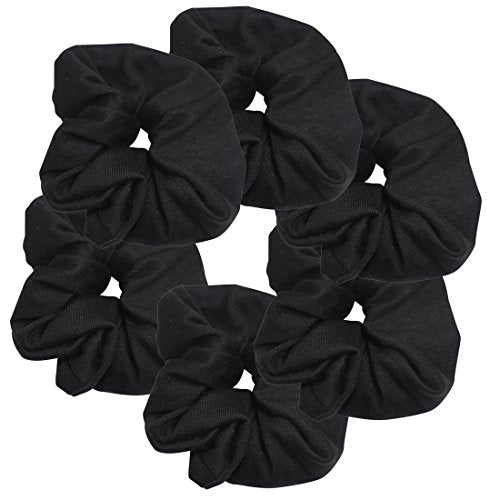 Motique Accessories Large Scrunchies for Women, Pack of 6, Black | Hair Ties for Medium & Thick Hair - color: Black