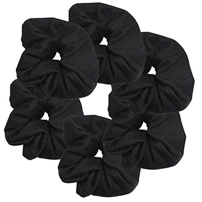 Motique Accessories Large Scrunchies for Women, Pack of 6, Black | Hair Ties for Medium & Thick Hair - color: Black