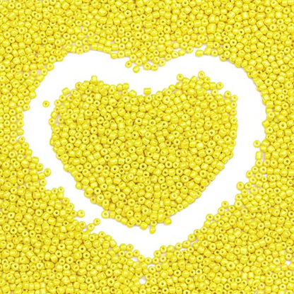 2mm Glass Seed Beads Bulk, Yellow 12/0 Tiny Round Seed Bead, Small Mini Pony Craft Beads for Bracelet Necklace Wrist Jewelry Making Beading Weaving DIY Crafts Supplies - color: Yellow