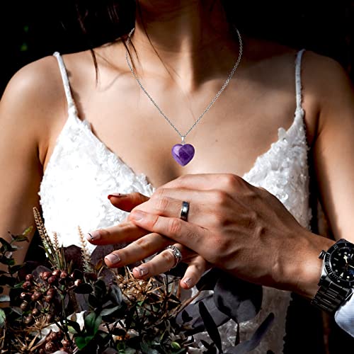 QINJIEJIE Amethyst Necklace Healing Crystals Necklace Purple Heart Gifts | Heart Love Real Crystal Reiki Energy for Women Mothers Day Gift Christmas February Birthday Gifts Purple Necklaces for Women - color: 2- Purple - Amethyst