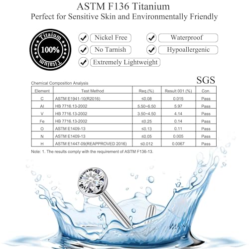 ASTM F136 Titanium Nose Rings 18G 20G 22G Jeweled Clear Round Cubic Zirconia Nose Studs Ring Screw L-Shaped Bone Hypoallergenic Body Piercing Jewelry for Women 1.5mm 2mm 2.5mm 3mm 4PCS - style: Bone:18G(1.0mm)
