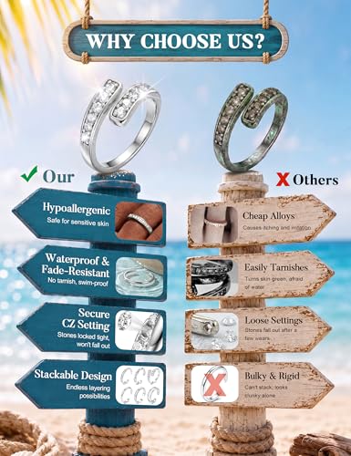 Subiceto 6 Pcs 14K Gold Filled Toe Rings for Women Non Tarnish Dainty Open Adjustable Toe Ring Set Stackable Cz Hypoallergenic Beach Summer Foot Jewelry for Women - color: texture silver