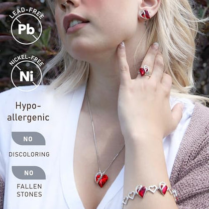 Leafael Gift Necklaces for Women, Infinity Love Birthstone Heart Crystal Pendant, Birthday Anniversary Jewelry for Wife, Mom, and Her, Silver Plated, 18" + 2" Adjustable Chain - color: 01-January & July-Siam Ruby Red