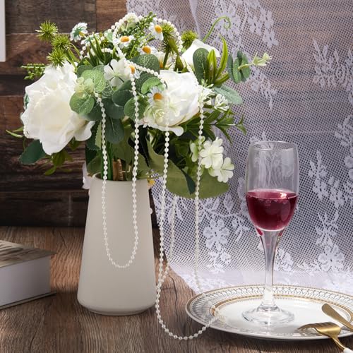 4mm Faux Pearl Beads String Garland Pearls for Crafting 66 Feet, Ivory | Bead Roll Strand for Wedding Party Christmas Tree Decorations - size: 4mm/66ft