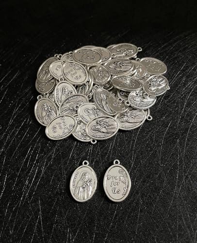 Saint Therese of Lisieux/Saint Mother Teresa of Calcutta/Divine Mercy Jesus/Mater Dolorosa Patron Saint Medal Charm Pendant for DIY Rosary Necklace Bracelet Jewelry Making Part - color: 30pcs-St. Therese medal