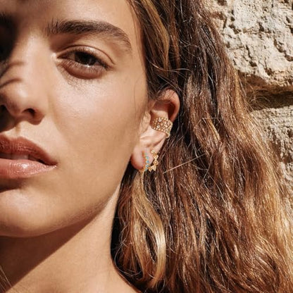 Chunky Ear Cuff Earrings for Women Single | Non Piercing, Clip On, 14K Gold Plated, Cubic Zirconia, Hypoallergenic, Jewelry Gifts - style: Iris