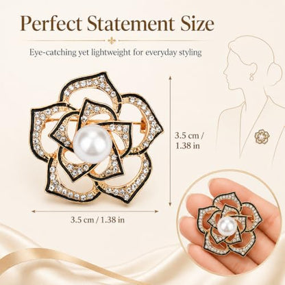 Brooch Pin for Women Rhinestone Peacock Crystal Delicate Animal Brooch Lapel Pins Girls Fashion Jewelry Gift for Christmas Brooch Birthday Jewelry Gift - style: Black Rose