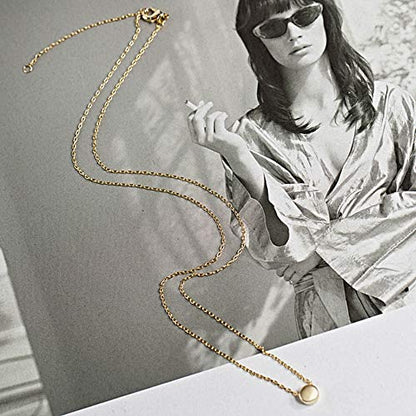 PAVOI 14K Gold Plated Dainty Cubic Zirconia Pendant Necklace for Women | Dot, Elephant, Butterfly, Pineapple, Lock, Knot, Palm Tree, Bow, Smiley Pendant | Layering Chain Necklaces - style: Dot