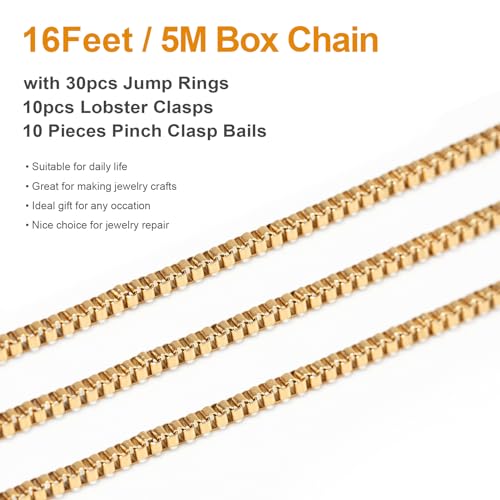 Kyutong 16.4 Feet Gold Stainless Steel Chains for Jewelry Making | Craft Chain Link Roll Gold Plated Chain Necklace DIY Bracelet Ankle Making Finding Jewelry Supplies - color: Gold-7