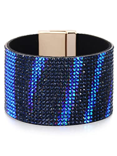 Long tiantian Boho Western Bracelets for Women Leather Wrap Bracelets Turquoise Bracelet Western Jewelry Country Concert Outfits - color: Blue