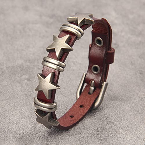 GelConnie Punk Leather Cuff Bracelet Adjustable Straps Wrap Bracelets Arm Armor Cuff Gothic Leather Wristbands for Men, Women - color: MLPB049