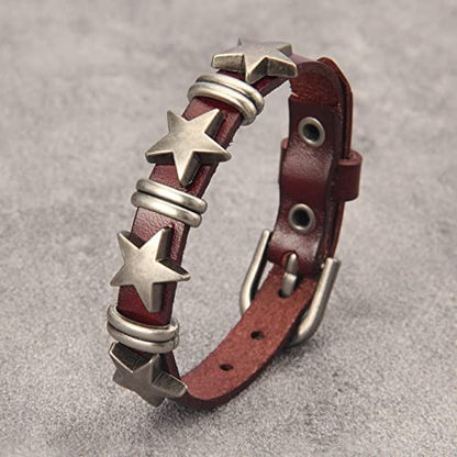 GelConnie Punk Leather Cuff Bracelet Adjustable Straps Wrap Bracelets Arm Armor Cuff Gothic Leather Wristbands for Men, Women - color: MLPB049