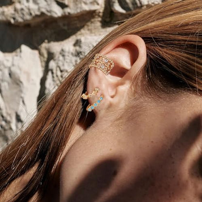 Chunky Ear Cuff Earrings for Women Single | Non Piercing, Clip On, 14K Gold Plated, Cubic Zirconia, Hypoallergenic, Jewelry Gifts - style: Iris