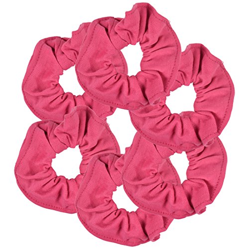 Motique Accessories Large Scrunchies for Women, Pack of 6, Hot Pink | Hair Ties for Medium & Thick Hair - color: Hot Pink