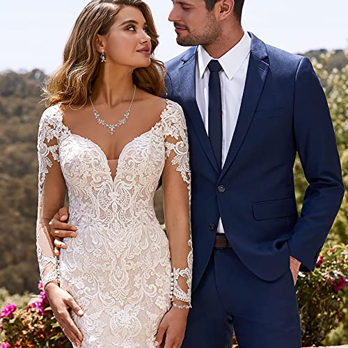 Crysdue Flower Leaf Wedding Jewelry Set for Bridal Bridemaid, Cubic Zirconia Teardrop Elegant Silver/14K/Rose Gold Plated Vine Necklace Dangle Earrings for Prom Party - style: C_Four Set Silver