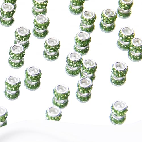 ZYEHXED 200Pcs Green Large Hole Rhinestone Beads, Round, Loose Beads, Craft Bead, DIY Bracelet Necklace Jewelry Making Supplies - color: Green, size: 200pcs