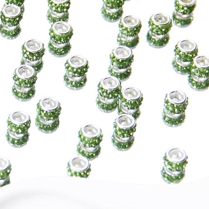 ZYEHXED 200Pcs Green Large Hole Rhinestone Beads, Round, Loose Beads, Craft Bead, DIY Bracelet Necklace Jewelry Making Supplies - color: Green, size: 200pcs