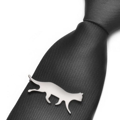 Christmas Tie Clips for Men 14k Gold Plated Silver Tie Pins with Cute Animal Deer/Lion/Dog/Cat Tie Bars Necktie Suit Tie Accessories Jewelry - style: Black Cat Tie Clip