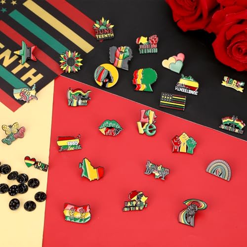 SANNIX 60Pcs Juneteenth Pins, Juneteenth Freedom Day Lapel Pins | Black History Month Badge Pin, African American Button Decor, for Backpacks Clothes Decorations, 30 Styles - style: Juneteenth Pins