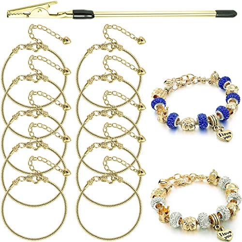 ZYEHXED 10PCS Snake Chain Charm Bracelet with Bracelet Helper Adjustable Snake Bracelet Chains with Lobster Clasp Extender Chain for Women DIY Jewelry Making Supplies - color: 10Pcs Gold Bracelet with Bracelet Helper
