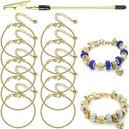 ZYEHXED 10PCS Snake Chain Charm Bracelet with Bracelet Helper Adjustable Snake Bracelet Chains with Lobster Clasp Extender Chain for Women DIY Jewelry Making Supplies - color: 10Pcs Gold Bracelet with Bracelet Helper