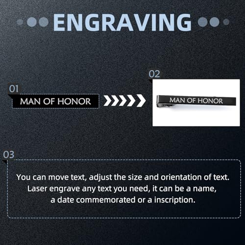 Custom Father Gifts Personalized Tie Clips for Men Custom Tie Bar Clips | Classic Pinch Engraved Text Stainless Steel Tie Bar Dad Personalized Gift Fathers Day - color: BLACK