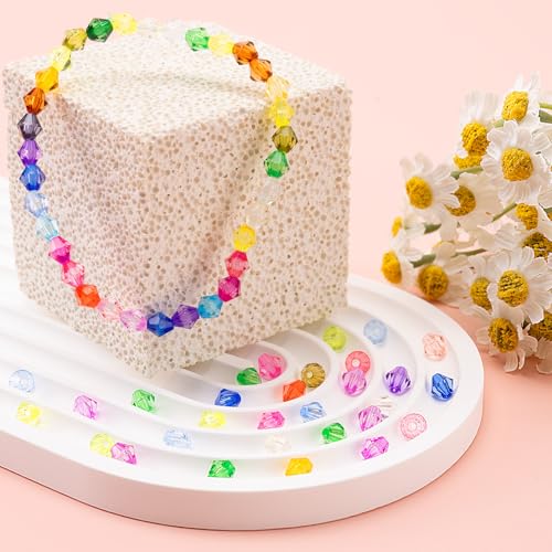 XSEINO 3760 Pieces 6mm Crystal Beads for Jewelry Making, 47 Colors Crystal Acrylic Beads for Bracelets Jewelry Making and DIY Crafts - color: Crystal