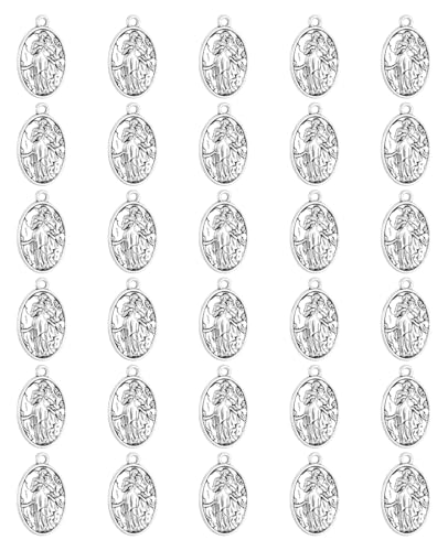 Saint Therese of Lisieux/Saint Mother Teresa of Calcutta/Divine Mercy Jesus/Mater Dolorosa Patron Saint Medal Charm Pendant for DIY Rosary Necklace Bracelet Jewelry Making Part - color: 30pcs-Our Lady of Fatima