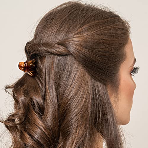 YOHAMA 10pcs Brown Medium Small Octopus Claw Clips Women Thin to Thick Hair | Durable Jaw Clamp Styling Small Pony, Hold Half Bun Tightly, Non-Pulling or Snagging, Multifunction, Clamp Gift - color: B-Brown