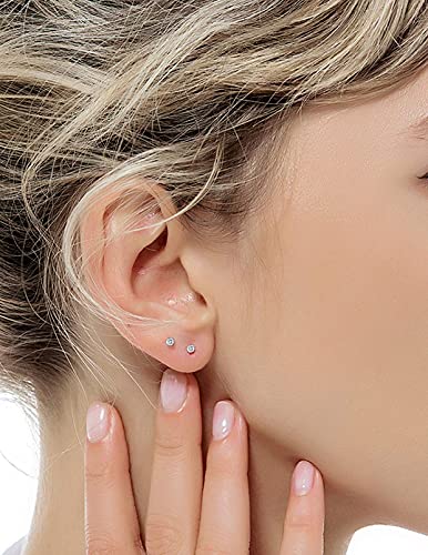 Tornito 10 Pairs Tiny Cartilage Stud Earrings Stainless Steel Small Round CZ Ball Barbell Stud Earrings Tragus Piercing Earring Set for Men Women Screw Flat Back 20G - style: A:10 Pairs,CZ