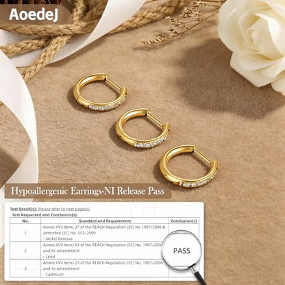 AOEDEJ G23 Titanium Black/Steel Gray/Gold Hoop Earrings 18G Small Huggie Hoop Earrings 8mm/10mm/12mm Cartilage for Sensitive Ears for Multiple Piercing Cartilage Hoop Earring Stack Jewelry - style: D-CZ-Gold-8+10+12