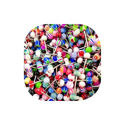FORUBUS Colorful Tongue Rings Nipple Rings for Women Body Piercing Jewelry 14G 16mm Pierced Barbells Body Jewelry 50Pcs/30Pcs/20Pcs Pack - color: B-20Pcs stainless steel