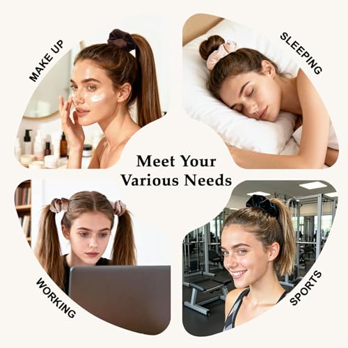 Velvet Scrunchies for Women – 8PCS Neutral Large Hair Ties – Black, Blonde, Dark Brown, Light Brown – No Crease, Frizz-Free, Soft & Gentle Elastic Hair Bands, Everyday Hair Accessories Gifts - color: Velet-Large-Neutrals