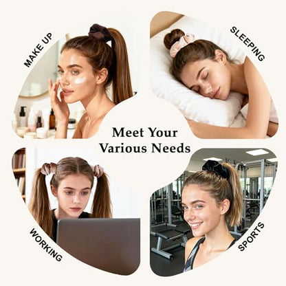 Velvet Scrunchies for Women – 8PCS Neutral Large Hair Ties – Black, Blonde, Dark Brown, Light Brown – No Crease, Frizz-Free, Soft & Gentle Elastic Hair Bands, Everyday Hair Accessories Gifts - color: Velet-Large-Neutrals