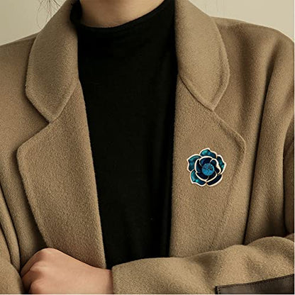 Women Camellia Flower Pearl Enamel Brooch Pins for Ladies Jewelry Fashion - color: B