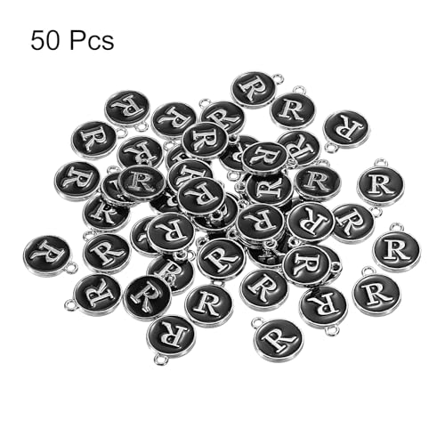 MECCANIXITY Alphabet Enamel Letter Charm Jewelry Charm Pendant for Jewelry Making, Bracelet, Craft - style: R