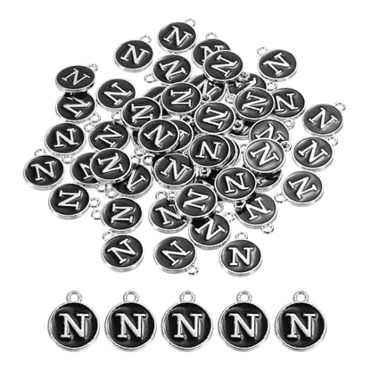 MECCANIXITY Alphabet Enamel Letter Charm Jewelry Charm Pendant for Jewelry Making, Bracelet, Craft - style: N
