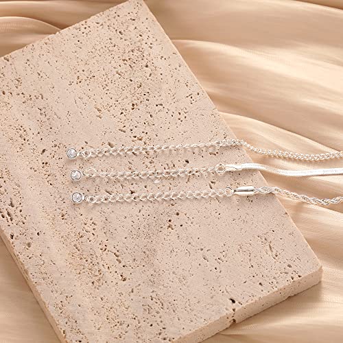 Freekiss Layered Necklace Set for Women Stackable | Herringbone Snake Cuban Rope Chain, Dainty Choker, Layered Stackable, Non Tarnish, Hypoallergenic, Adjustable 14-18.5" - color: Silver, style: 3Snake+Rope+Cuban