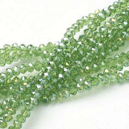 1110pcs Faceted Rondelle Glass Seed Beads 3x2mm Mini Crystal Loose Spacer Beads for DIY Friendship Bracelet Necklace Beading Craft Jewelry Making Ornament, Lawn Green - color: Lawn Green