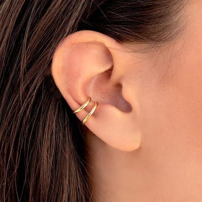 Ear Cuffs Non Piercing Ear Cuff for Women Clip on Huggie Hoop Earrings Gold Fake Earring Cuff with Chain Clips Minimalist Jewelry - color: A3:3pcs gold