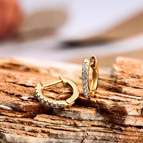 Barzel 18K Gold Plated Cubic Zirconia Huggie Cuff Earrings For Women - color: Slim Gold