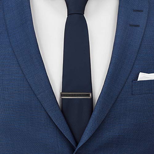 Men Tie Bar Clip 2.2"Inches Brass Gun-black Plated Carbon Fiber Regular Fashion Tie Bar Clips (Gun black)