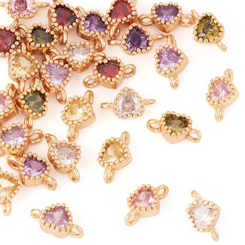 Elecrelive Crystal Heart Charms Rhinestone Heart Pendants Valentine Charms for Necklace Bracelet Earring Wedding Jewelry - color: 7 Colors Zirconia