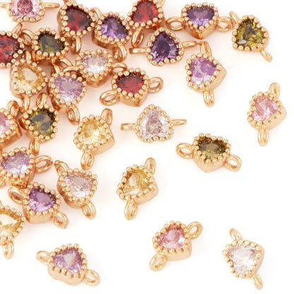 Elecrelive Crystal Heart Charms Rhinestone Heart Pendants Valentine Charms for Necklace Bracelet Earring Wedding Jewelry - color: 7 Colors Zirconia
