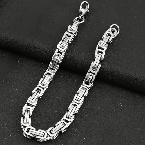 Kim Carrey Stainless Steel Bicycle Chain Bracelet for Men, 8mm Wide, Lobster Clasp, Color-Fast, Cool Durable Jewelry Gift for Him