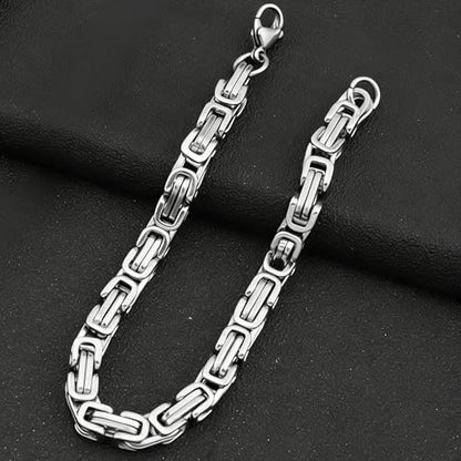 Kim Carrey Stainless Steel Bicycle Chain Bracelet for Men, 8mm Wide, Lobster Clasp, Color-Fast, Cool Durable Jewelry Gift for Him