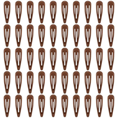 Glossy Light Brown Snap Hair Clips, 50 PCS Barrettes for Women | non-slip metal design in natural neutral tones, ideal for everyday styling, 2 Inch - color: Light Brown