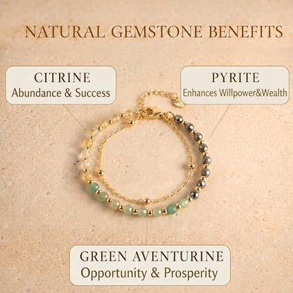 Farfume Crystal Beaded Bracelets for Women 4mm Natural Stone Jewelry Gifts | Natural Beads Gemstone,Handmade,Helper Tool,Yoga Protection,Hypoallergenic,Durability Wear - color: Money Success-Abundance & Prosperity